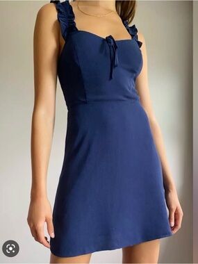 Aritzia Sunday Best Flirt Ruffle Dress - Navy